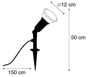 Punkteringslampa svart tiltbar inkl. E27 LED-lampa IP44 - Bonk