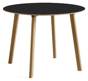 HAY - CPH Deux 220 2.0 Table Lacquered Oak Frame Ø98 X H73 Ink Black Top Lacquered Beech Edge - Matbord - Ronan & Erwan Bouroullec - Svart - Trä