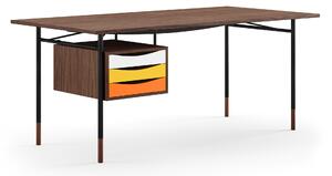 House of Finn Juhl - Nyhavn skrivbord 170 cm Warm med lådor Walnut Dark Oil Black Steel Warm - Skrivbord - Finn Juhl - Träfärgad,Svart - Metall/Trä