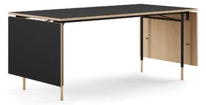 House of Finn Juhl - Nyhavn Dining Table, With Extensions, Top: Light oiled oak/black linoleum, Base: Black Steel - Matbord - Finn Juhl - Träfärgad,Svart - Metall/Trä
