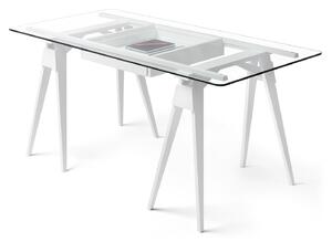 Design House Stockholm - Arco Desk Vit - Skrivbord - Chuck Mack - Transparent,Träfärgad - Glas/Trä