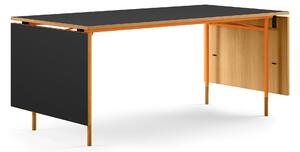 House of Finn Juhl - Nyhavn matbord med klaffar Dark oiled oak/black linoleum Orange Steel - Matbord - Finn Juhl - Orange,Träfärgad,Svart - Metall/Trä