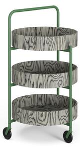 Bebo Objects - Trifle Serveringsvagn - Stativ I Ral 6032 Signalgrön Med Brickor I Sottsass Fanér - Serveringsvagnar - Stine + Tekla