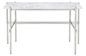 Gubi - TS Desk, 120x60 Polished Steel Base, Table Top White Carrara Marble - Skrivbord - GamFratesi - Beige - Metall/Sten