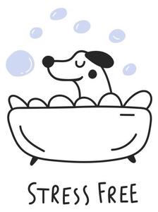 Illustration Cute dog taking a bath. Stress free., Igor Levin