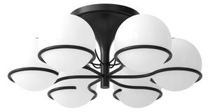 Astep - Model 2042/6, 6 Opaline Spheres (20cm Diameter), Black Mount - Plafonder - Gino Sarfatti - Svart