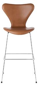 Fritz Hansen - 3197 Sjuan - Helklädd, Läder, Soft Walnut - Barstolar - Arne Jacobsen - Brun - Läder/Metall/Trä