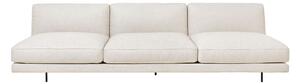Gubi - Flaneur 3-Seater Without Armrest, Full upholst, Black Matt Base, Fixed Cover - Soffor - GamFratesi