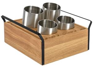 VEGA Bestickhållare Esino GN 1/2; Storlek GN 1/2, 35.4x38.6x19.5 cm (LxBxH); Ek/Svart/Stålgrå; Rektangulär