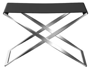 Fritz Hansen - PK91, Läder, Aura Black - Fotpallar - Poul Kjærholm - Svart - Metall