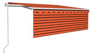 Automatisk infällbar markis med rullgardin 4x3 m orange/brun - Orange