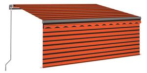 Markis manuellt infällbar med rullgardin 3x2,5m orange och b - Orange