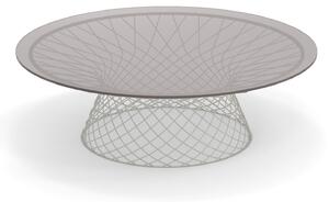 EMU - Heaven Low Round Table Ø120, Frame: Matt White, Top: Transparent Glass - Soffbord utomhus - Jean-Marie Massaud - Vit - Glas/Metall