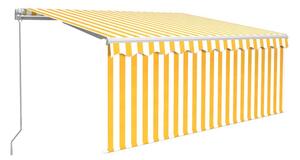 Manuell markis med rullgardin 3x2,5 m gul och vit - Gul