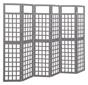 Rumsavdelare/Spaljé 6 paneler massiv furu grå 242,5x180 cm - Grå