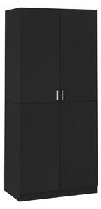 Garderob svart 90x52x200 cm spånskiva - Svart