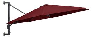 Väggmonterat parasoll med metallstång 300 cm vinröd - Röd