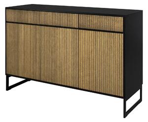 Englesson - Line Skänk Hög 3 Dörrar 6812BW-B Burned Walnut / Black / Black - Skåp och vitrinskåp - MDF/Metall/Trä