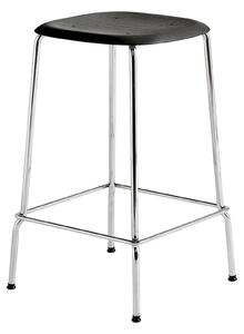 HAY - Soft Edge 80 Low Black Water Based Lacq Oak Chrome Base - Barstolar - Iskos-Berlin - Svart - Metall/Trä