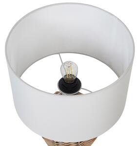 Bordslampa Rotting Ljus Tygskärm 30 x 30 x 49 cm Naturlig Nattduksbordslampa Ambientbelysning Boho Rustik stil Vardagsrum Sovrum Beliani