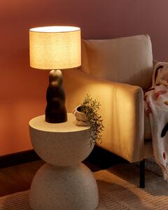 Bordslampa Svart keramik 30 x 30 x 51 cm Beige konskärm Sängbord Vardagsrum Sovrum Belysning Modern Minimalistisk Beliani