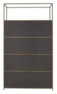 Ligne Roset - Dita High Unit, Perle Lacquer, 3 Flap Doors + 1 Drawer - Byråer - Pagnon & Pelhaître - Grå - Metall