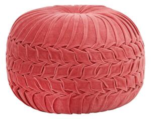 Sittpuff bomullssammet smockdesign 40x30 cm rosa - Röd