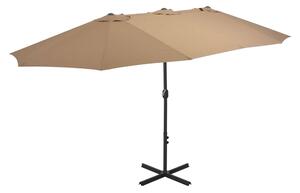 Trädgårdsparasoll med aluminiumstång 460x270 cm taupe - Brun
