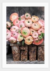 Flowers in rustic box poster - 30x40