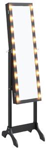 Fristående spegel med LED svart 34x37x146 cm
