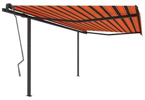 Markis med stolpar automatisk infällbar 4x3 m orange och brun