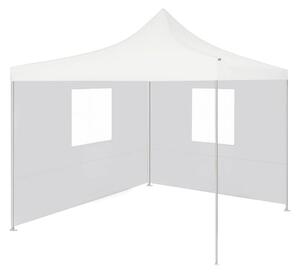 Hopfällbart partytält med 2 sidoväggar 2x2 m stål vit - Vit