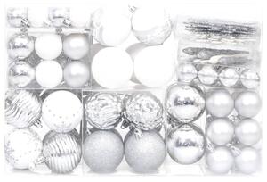 Julgranskulor 108 st silver och vit