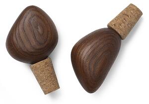Ferm Living - Cairn Wine Stoppers / Set of 2 / Dark Brown - Drink- och bartillbehör
