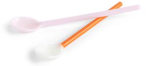 HAY - Glass Spoons Duo Set of 2 - Light pink and bright orange - Serveringsbestick