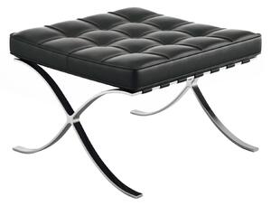 Knoll - Barcelona Stool, Läder: Kat. W Volo - VOBLK - Svart - Pallar - Ludwig Mies van der Rohe - Svart - Läder/Metall/Syntetiskt/Skum