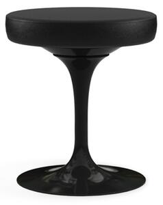 Knoll - Saarinen Tulip Stool, Svart underrede, Läder: Kat. W - Velluto Pelle - VPBLK - Pallar - Eero Saarinen - Svart - Läder/Metall