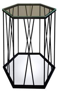 ALSBO Sidobord 40 cm Hexagon Glas/Svart - Svart/Silver