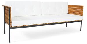 Skargaarden - Häringe Lounge Sofa, Black Stainless Steel, Teak Slats, Cushion Nature Grey Natte - Soffor utomhus
