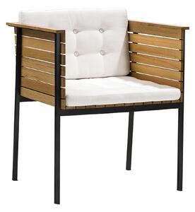 Skargaarden - Häringe Armchair, Black Stainless Steel, Teak Slats, Cushion Nature Grey Natte - Matstolar utomhus - Joacim Wahlström,Carl Jägnefeldt,Carl Jägnefält & Joacim Wahlström - Grå - Metall/Trä/Textilmaterial
