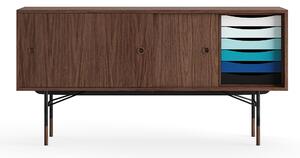 House of Finn Juhl - Sideboard With Tray Unit, Walnut Veneer, Black Steel, Cold - Skänkar och sideboards - Finn Juhl - Träfärgad - Metall/Trä