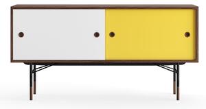 House of Finn Juhl - Sideboard Without Tray Unit, Walnut, White/Yellow, Black Steel - Skänkar och sideboards - Finn Juhl - Flerfärgad - Metall/Trä