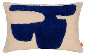 Ferm Living - Lay Cushion - Rectangular - Sand/Bright Blue - Prydnadskuddar och kuddfodral - Beige,Blå