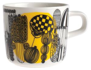 Marimekko - Siirtolapuutarha kaffekopp 20 cl white, black, yellow - Sami Ruotsalainen - Vit