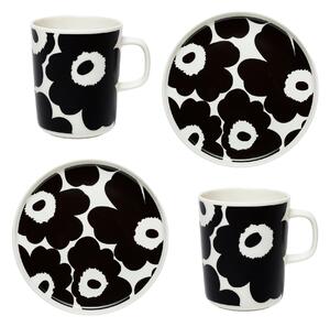 Marimekko - Unikko breakfast set 2 pcs m+p white, black - Kaffekoppar - Sami Ruotsalainen - Vit