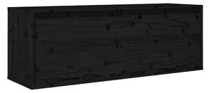 Väggskåp svart 100x30x35 cm massiv furu - Svart