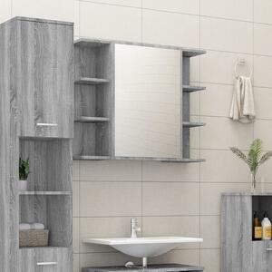 Spegelskåp för badrum Grå Sonoma 80x20,5x64 cm konstruerat trä
