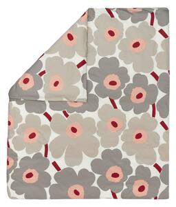 Marimekko - Unikko satin påslakan 240x220 cm off white, warm grey, pink - Påslakan - Rosa