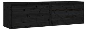 Väggskåp 2 st 60x30x35 cm massiv furu svart - Svart