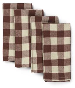 Ferm Living - Bothy Check Napkins - Set of 4 - Cinnamon/Grey Gre - Servetter och tillbehör
